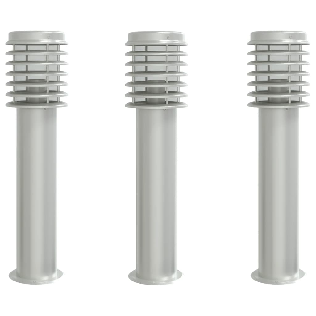 Lampadaire Vidaxl pour l'extérieur 3 st 60 cm en acier inoxydable en argent coloré