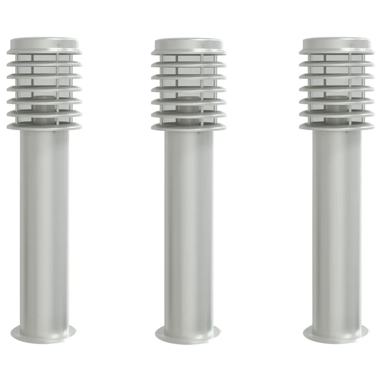 Lampadaire Vidaxl pour l'extérieur 3 st 60 cm en acier inoxydable en argent coloré