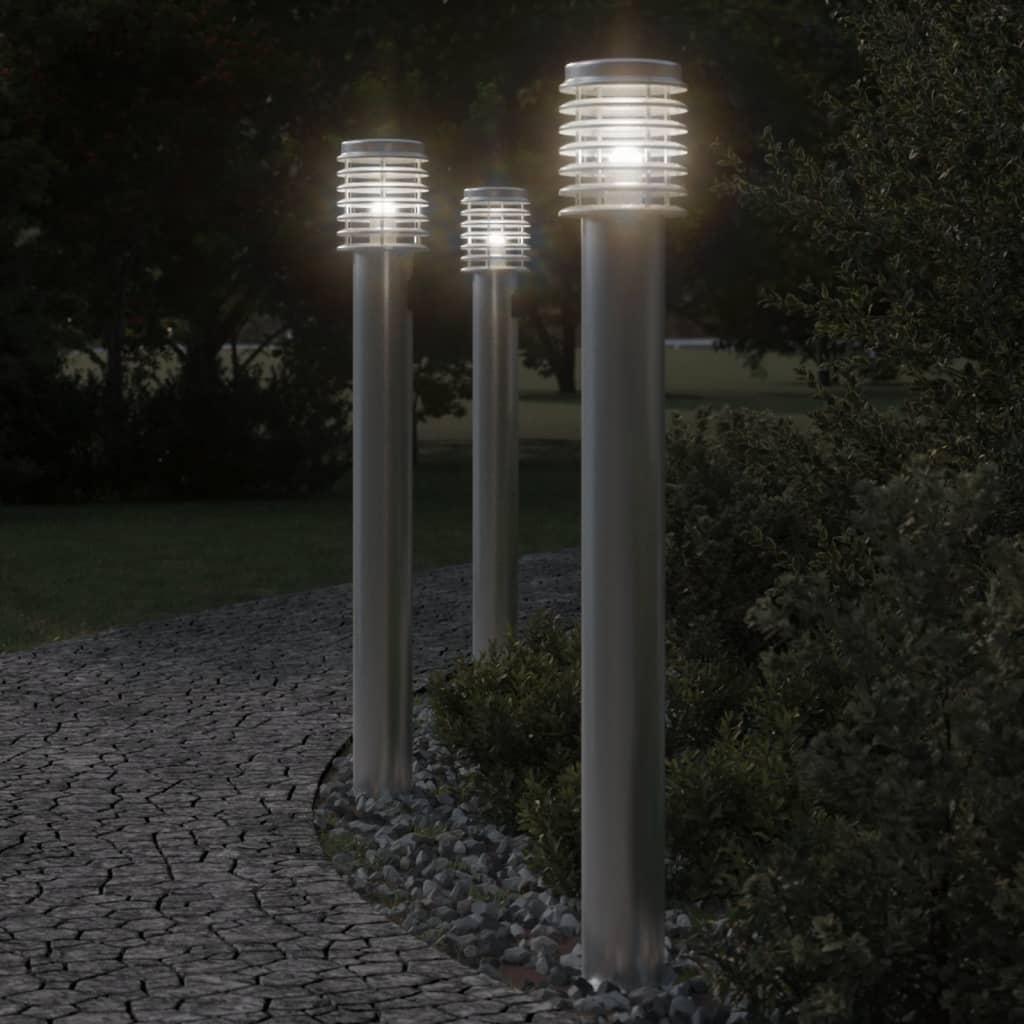 Lampadaire Vidaxl pour l'extérieur de 110 cm en acier inoxydable en argent coloré