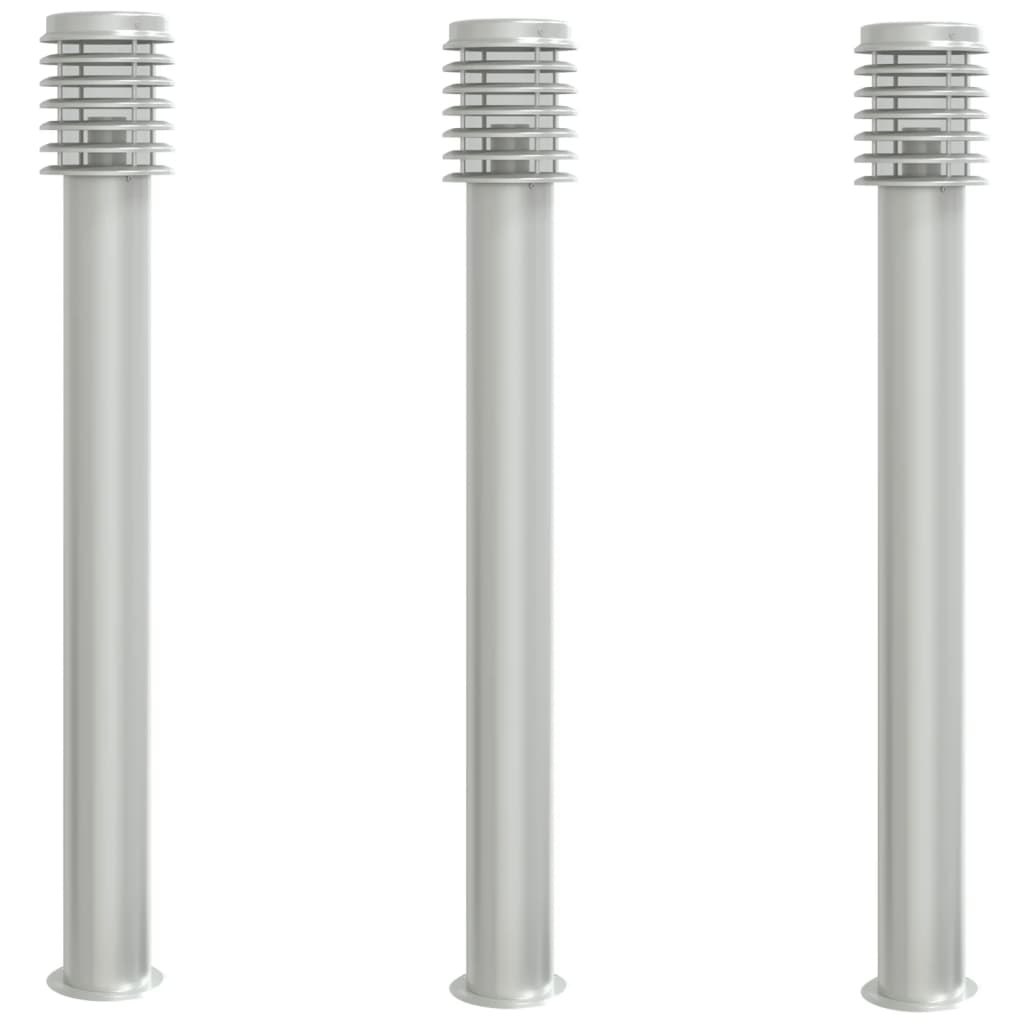 Lampadaire Vidaxl pour l'extérieur 3 st 110 cm en acier inoxydable en argent coloré