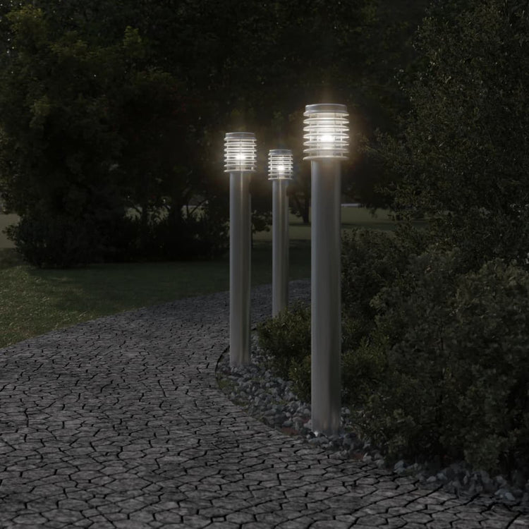 Lampadaire Vidaxl pour l'extérieur 3 st 110 cm en acier inoxydable en argent coloré