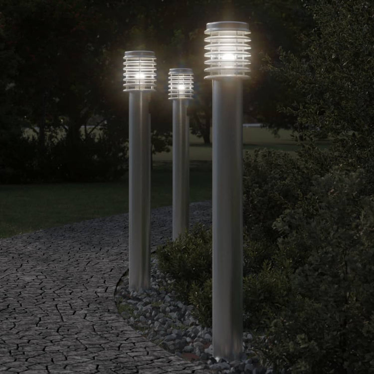 Lampadaire Vidaxl pour l'extérieur 3 st 110 cm en acier inoxydable en argent coloré