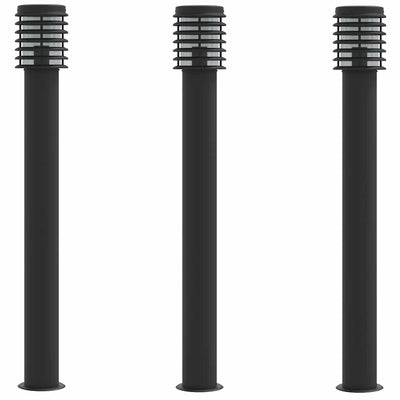 Lampadaire Vidaxl pour l'extérieur 3 st 110 cm en acier inoxydable noir