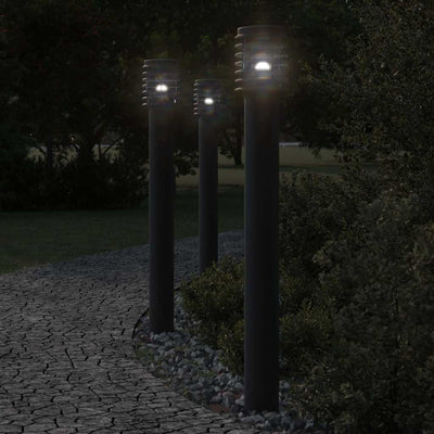 Lampadaire Vidaxl pour l'extérieur 3 st 110 cm en acier inoxydable noir