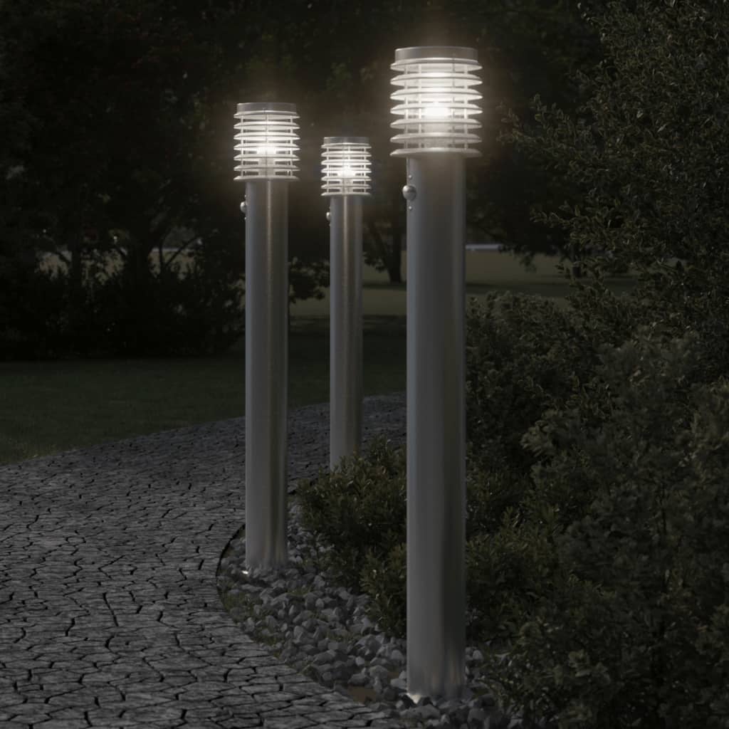Lampadaire Vidaxl pour l'extérieur avec capteur 110 cm en acier inoxydable argent