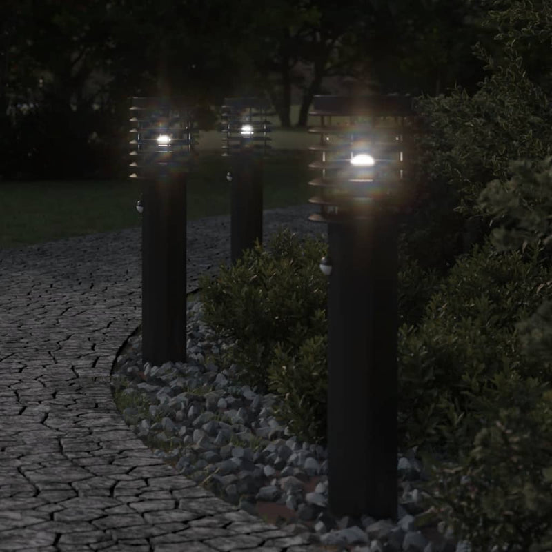Lampadaire Vidaxl pour l'extérieur avec capteur 60 cm en acier inoxydable noir