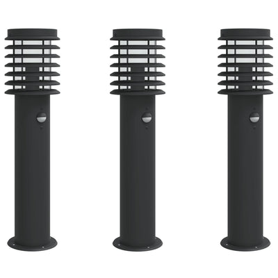 Vidaxl Outdoor Fermer Ferms 3 ST avec capteurs en acier inoxydable noir