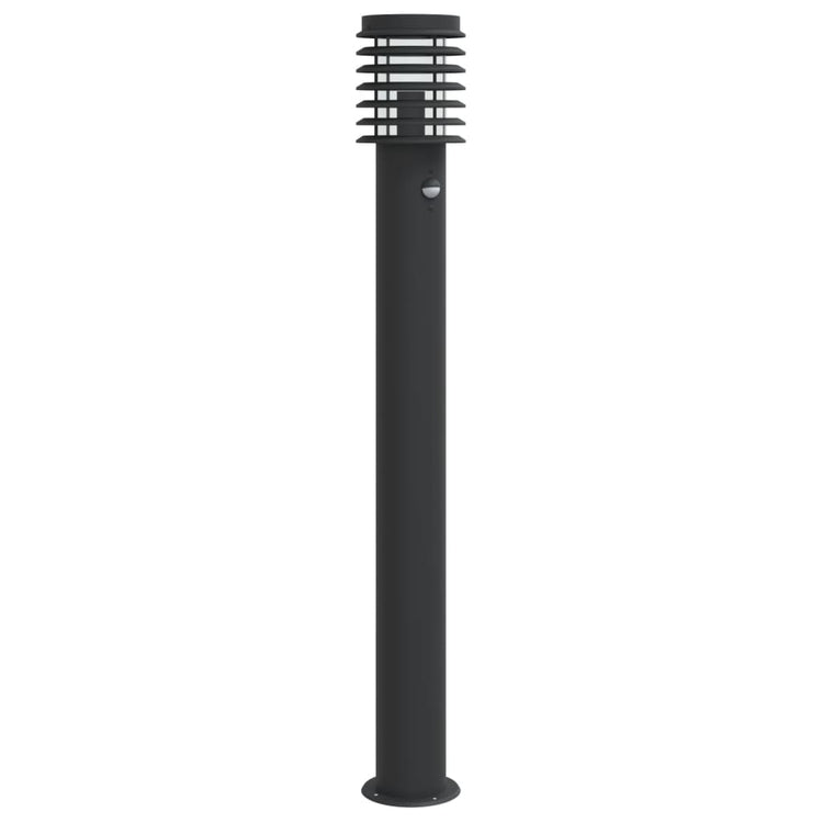 Lampadaire Vidaxl pour l'extérieur avec capteur 110 cm en acier inoxydable noir