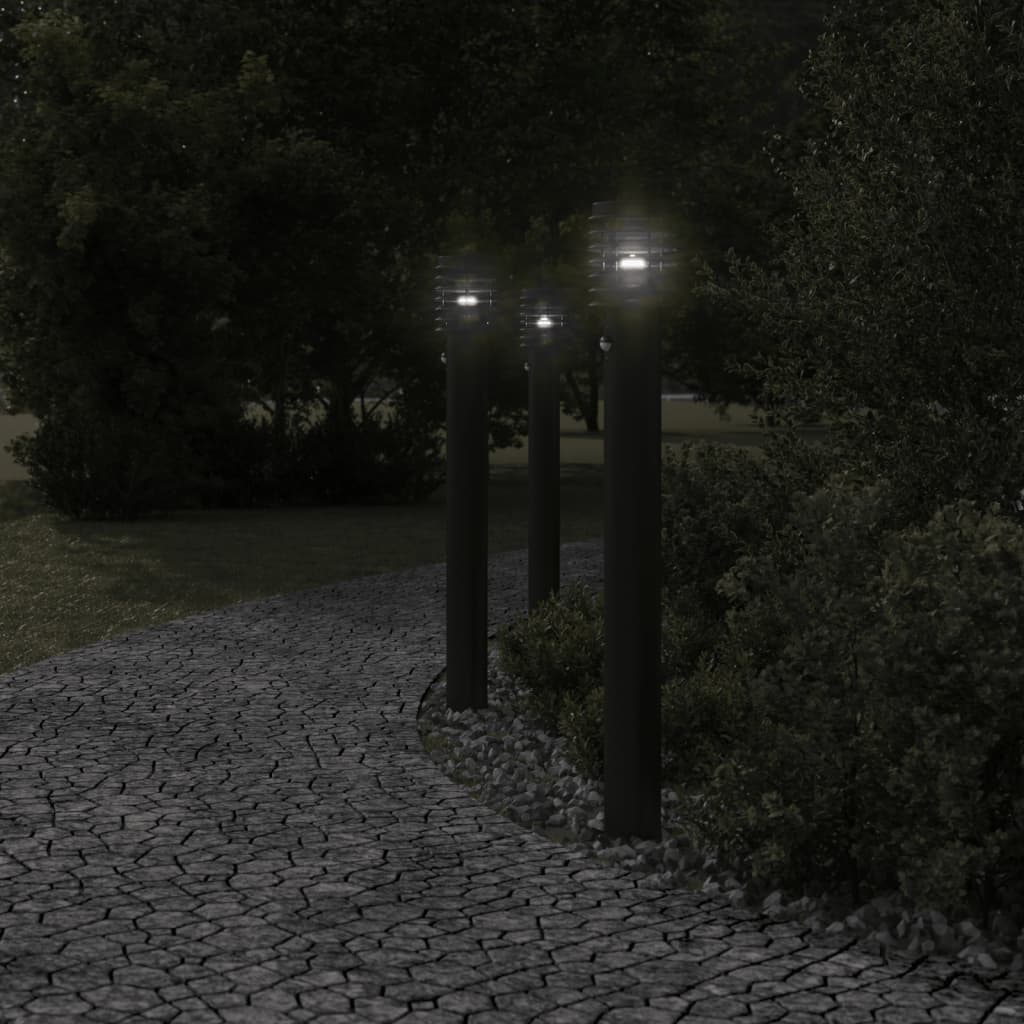 Lampadaire Vidaxl pour l'extérieur avec capteur 110 cm en acier inoxydable noir
