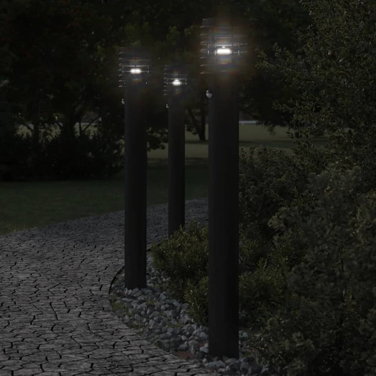 Lampadaire Vidaxl pour l'extérieur avec capteur 110 cm en acier inoxydable noir