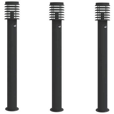 Vidaxl Polis de l'andor extérieur 3 ST avec capteurs 110 cm en acier inoxydable noir