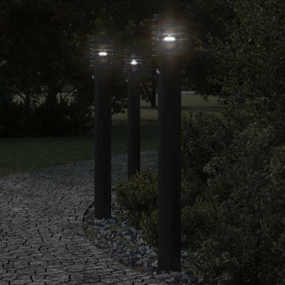 Vidaxl Polis de l'andor extérieur 3 ST avec capteurs 110 cm en acier inoxydable noir