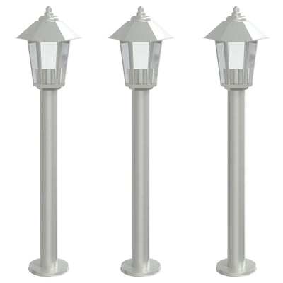 Lampadaire Vidaxl pour l'extérieur 3 st 80 cm en acier inoxydable en argent coloré