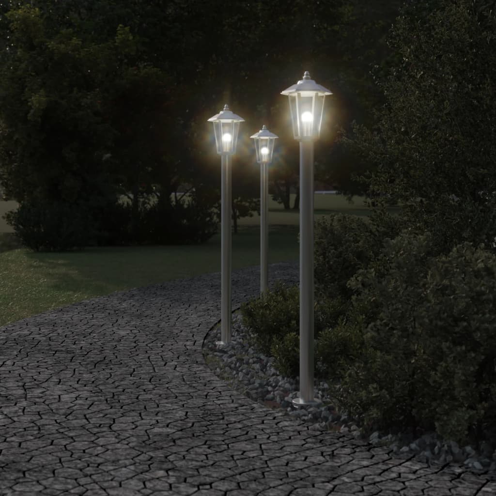 Lampadaire Vidaxl pour l'extérieur de 120 cm en acier inoxydable en argent coloré