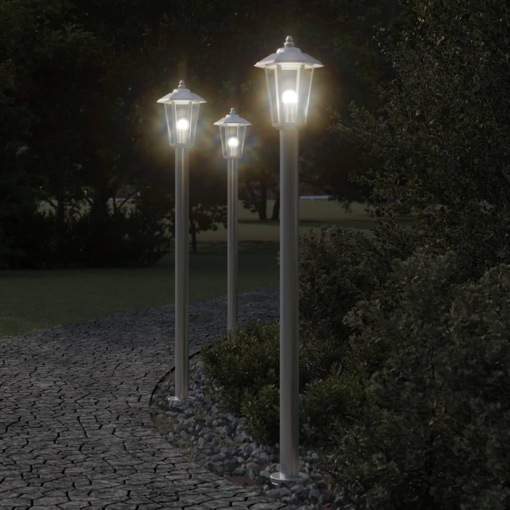 Lampadaire Vidaxl pour l'extérieur de 120 cm en acier inoxydable en argent coloré