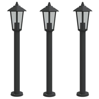 Lampadaire Vidaxl pour l'extérieur 3 st 80 cm en acier inoxydable noir