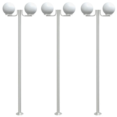 Vidaxl Floors extérieurs 3 st 215 cm en acier inoxydable en argent coloré