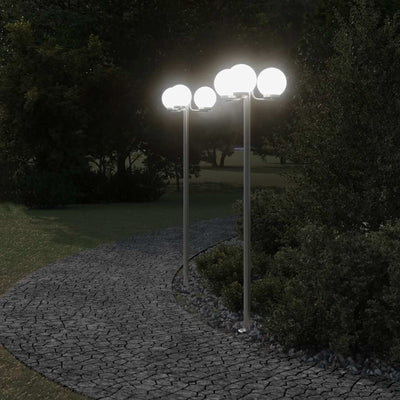 Lampadaire Vidaxl pour l'extérieur 2 pcs 215 cm en acier inoxydable en argent coloré