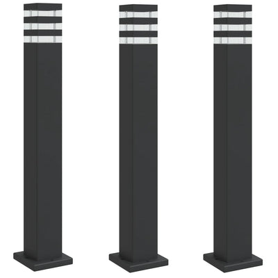 Lampadaires Vidaxl pour l'extérieur 3 st 80 cm en aluminium noir