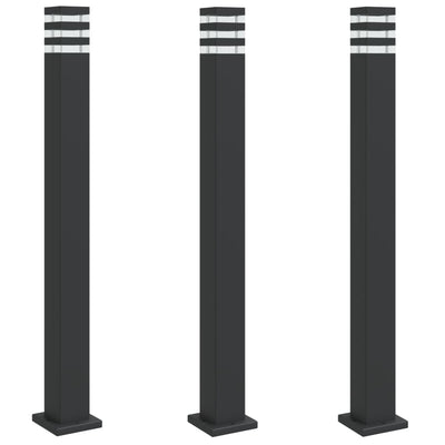 Lampadaires Vidaxl pour l'extérieur de 3 pcs 110 cm en aluminium noir