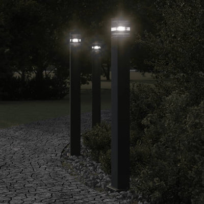 Lampadaires Vidaxl pour l'extérieur de 3 pcs 110 cm en aluminium noir