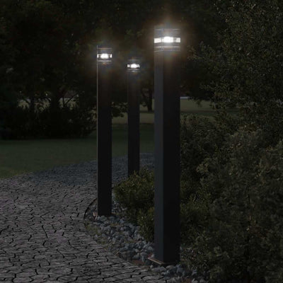 Lampadaires Vidaxl pour l'extérieur 3 ST avec capteur 110 cm en aluminium noir
