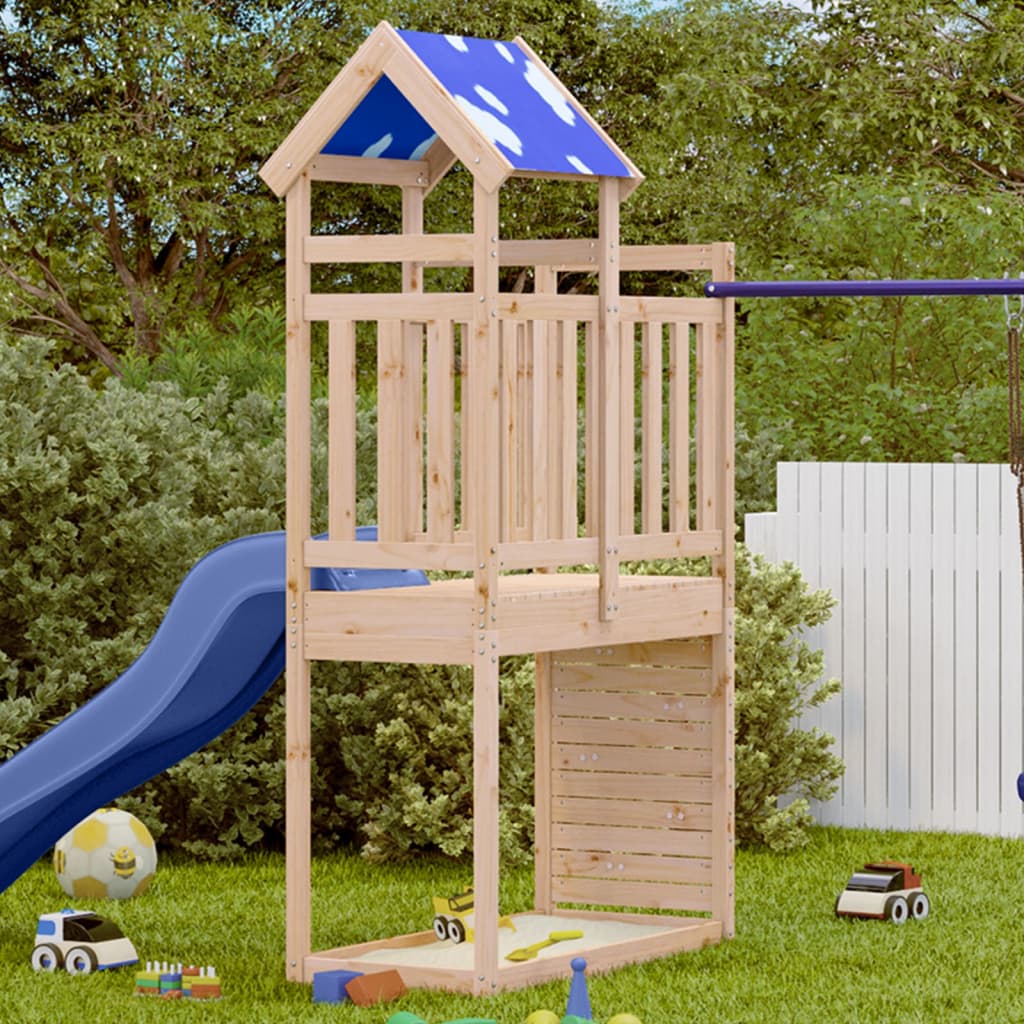 Vidaxl Play Tower avec mur d'escalade 110.5x52.5x215 cm Pine solide