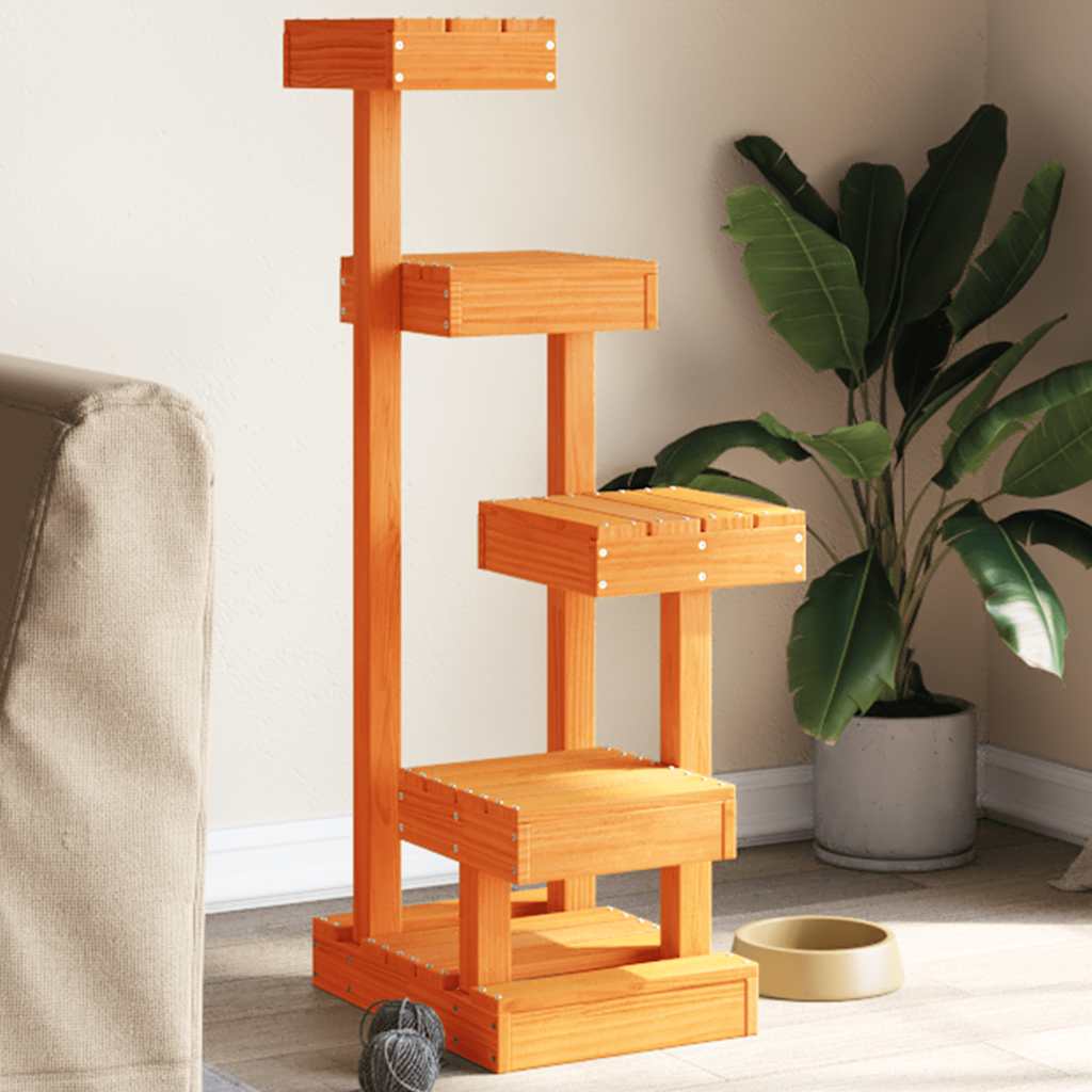Vidaxl Cat Furniture 45.5x49x103 cm Lavage de pin massif brun