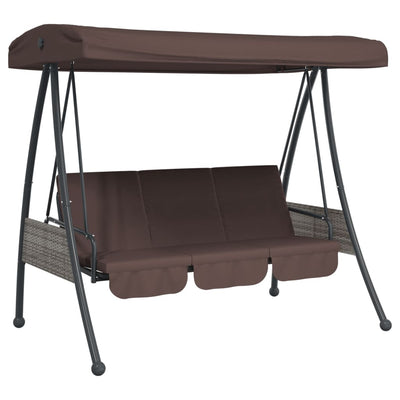 Banc de swing vidaxl avec auvent réglable Coffee en acier marron