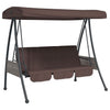Banc de swing vidaxl avec auvent réglable Coffee en acier marron