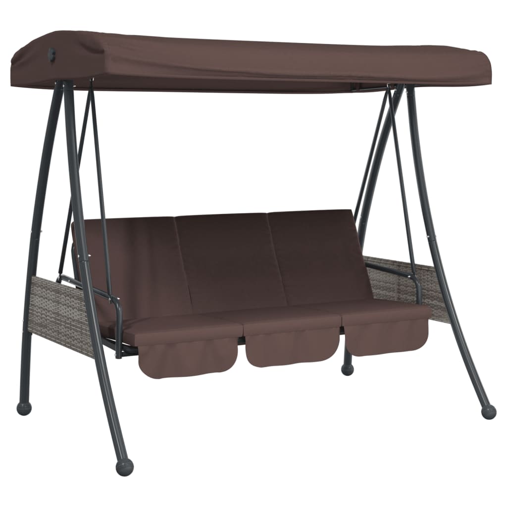 Banc de swing vidaxl avec auvent réglable Coffee en acier marron