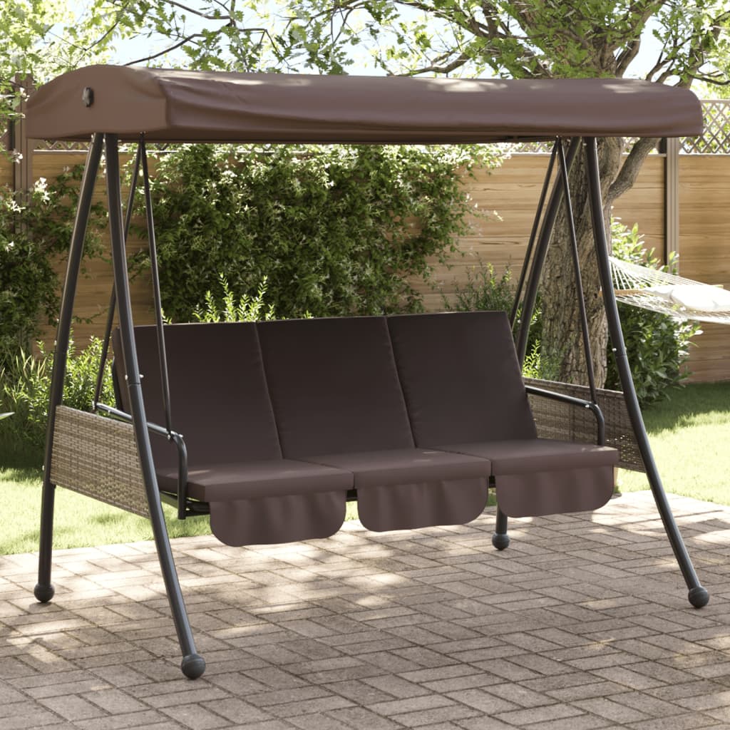 Banc de swing vidaxl avec auvent réglable Coffee en acier marron