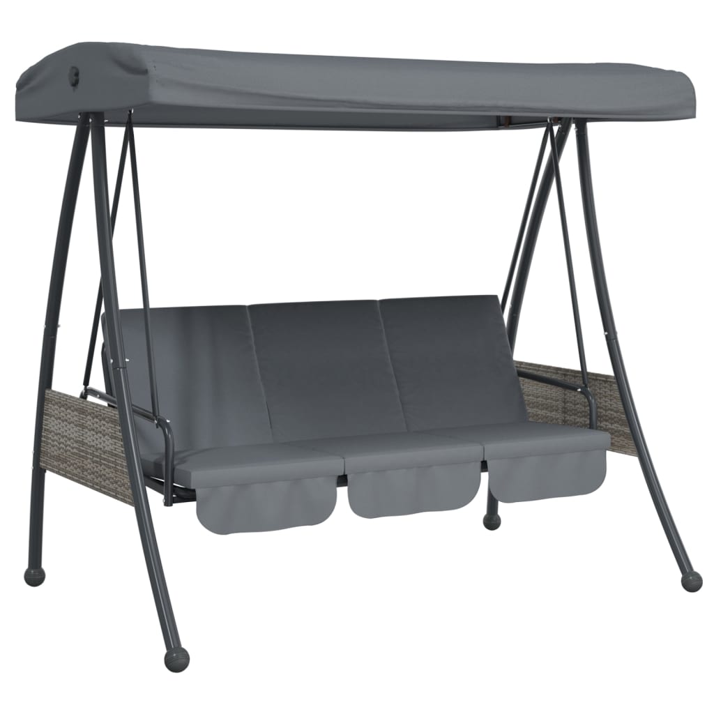 Banc de swing vidaxl avec canopée réglable en acier gris foncé