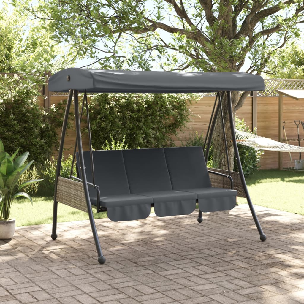Banc de swing vidaxl avec canopée réglable en acier gris foncé
