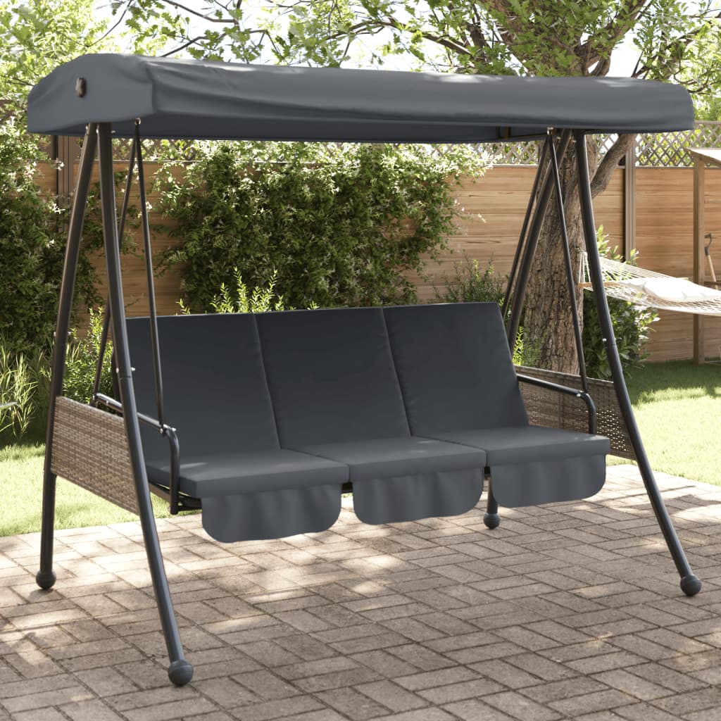 Banc de swing vidaxl avec canopée réglable en acier gris foncé