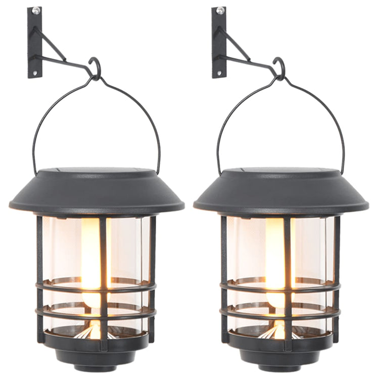 Vidaxl Wall Lanterns pour l'extérieur 2 st solaire flamme flamme blanc chaud