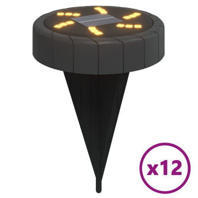 Vidaxl Ground Lampes 12 ST Solar avec des broches moulues blancs chauds