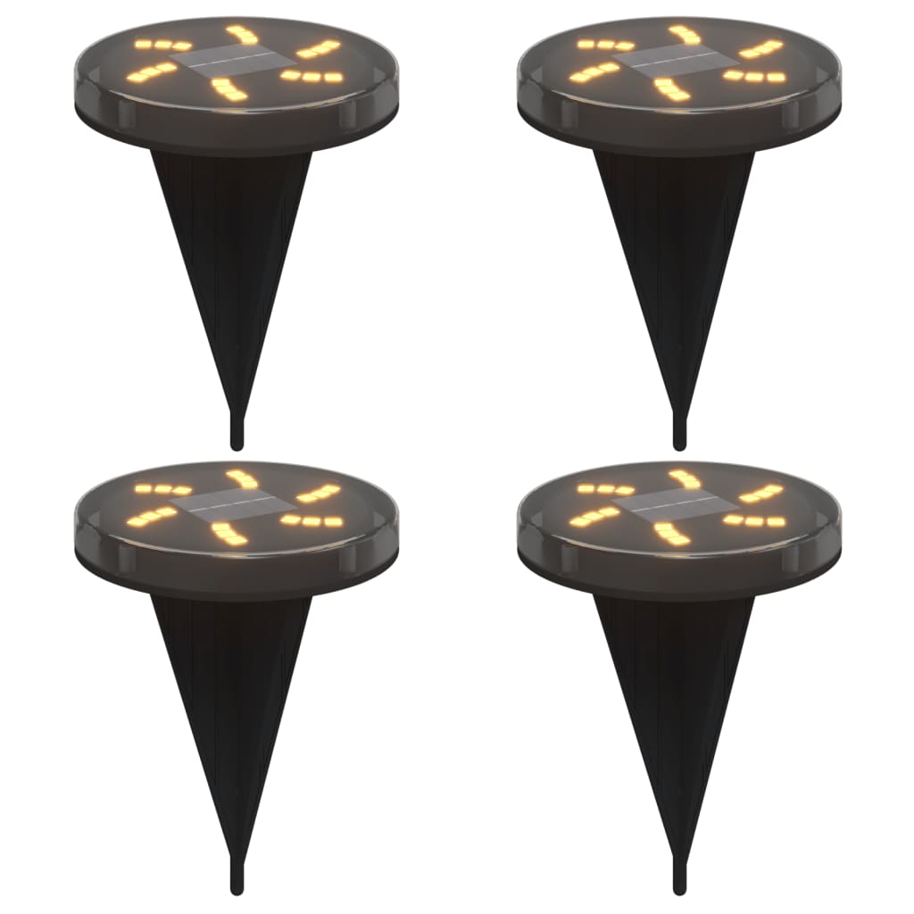 Vidaxl Ground Lampes 4 St Solar avec des broches moulues blancs chauds