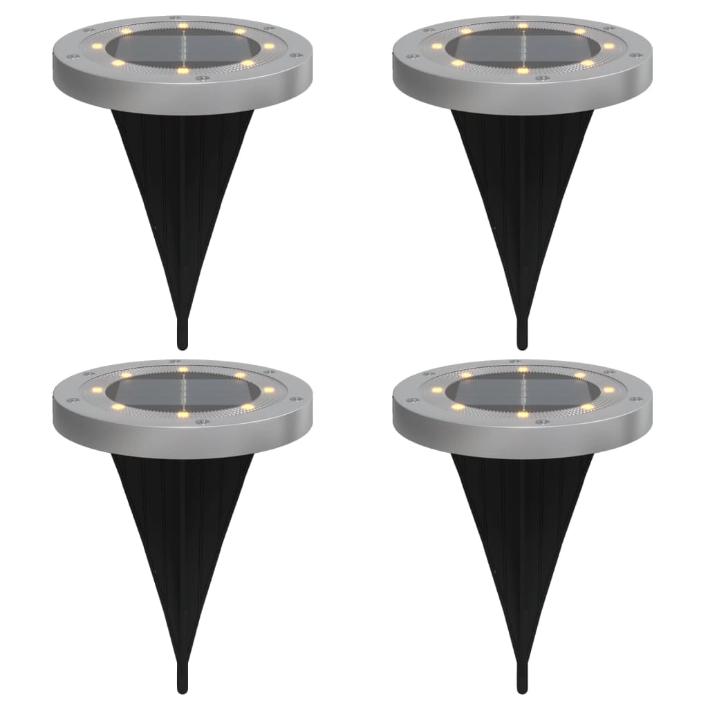 Vidaxl Ground Lampes 4 St Solar avec des broches moulues blancs chauds