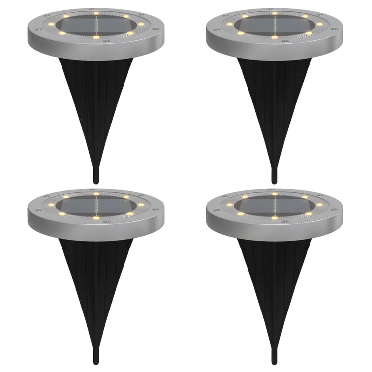 Vidaxl Ground Lampes 4 St Solar avec des broches moulues blancs chauds