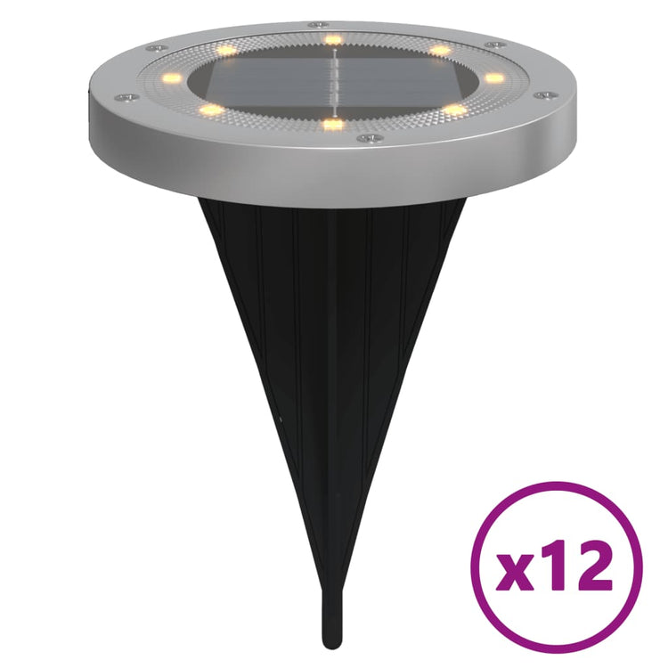 Vidaxl Ground Lampes 12 ST Solar avec des broches moulues blancs chauds
