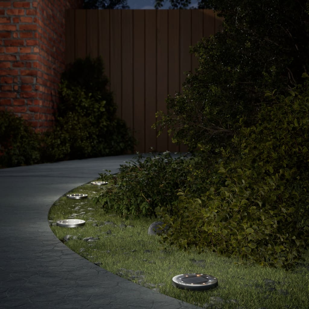 Vidaxl Ground Lampes 12 ST Solar avec des broches moulues blancs chauds