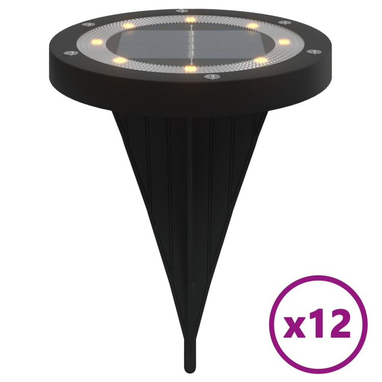 Vidaxl Ground Lampes 12 ST Solar avec des broches moulues blancs chauds