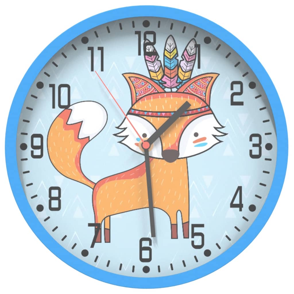 Horloge murale vidaxl Ø25,5 cm en polystyrène et bleu en verre