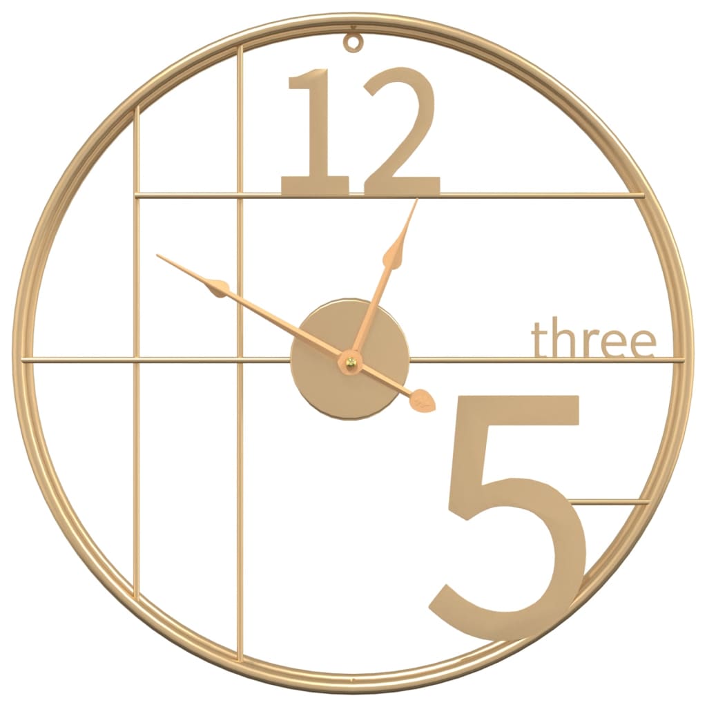Horloge murale vidaxl Ø50 cm en fer or couleur