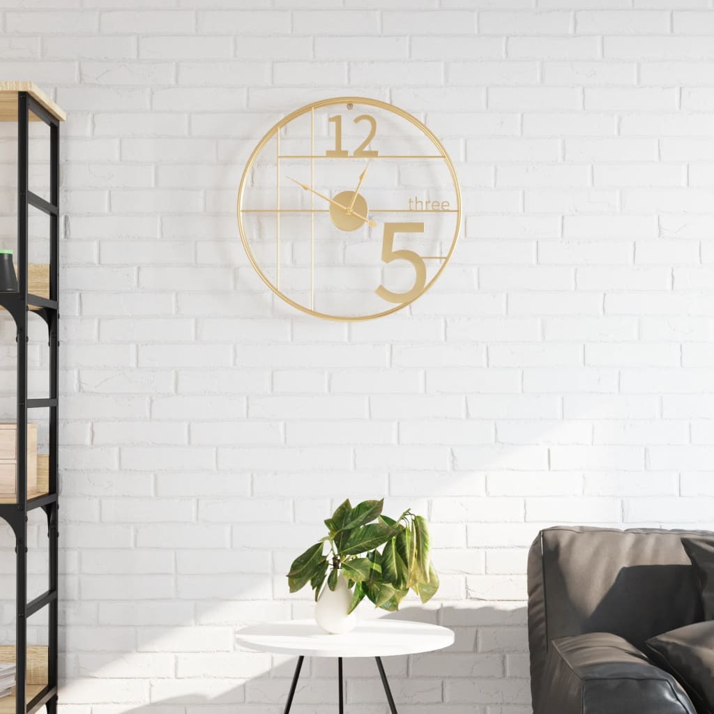 Horloge murale vidaxl Ø50 cm en fer or couleur