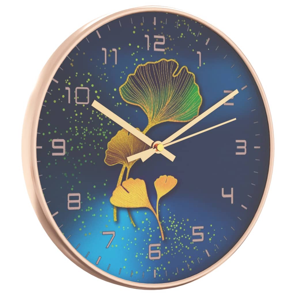 Horloge murale vidaxl Ø29,5 cm en polystyrène et en verre doré et bleu