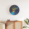 Horloge murale vidaxl Ø29,5 cm en polystyrène et en verre doré et bleu