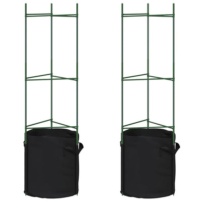 Cage de tomate vidaxl avec sac de plante 2 pcs 116 cm en acier et polypropène