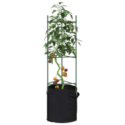 Cage de tomate vidaxl avec sac de plante 2 pcs 116 cm en acier et polypropène